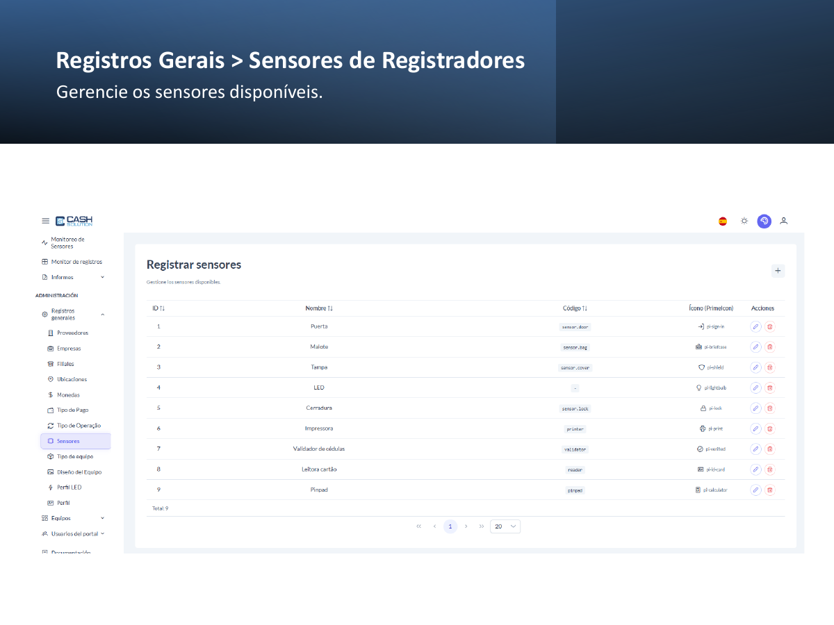 Cadastro de sensores